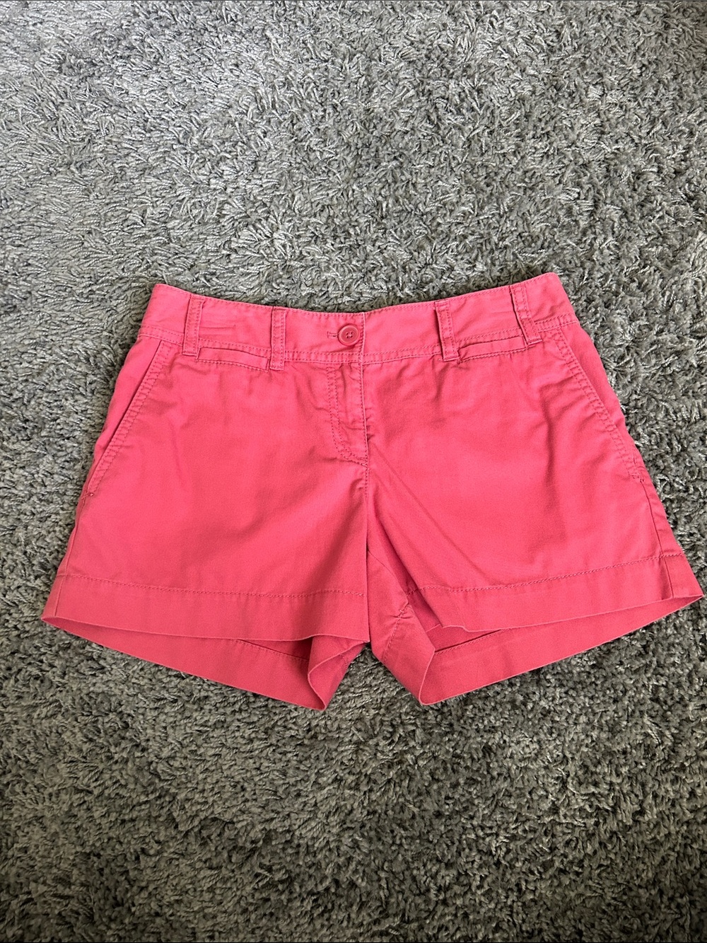 LOFT Vintage Coral Pink Midrise Cotton Shorts Button Closure Size 2